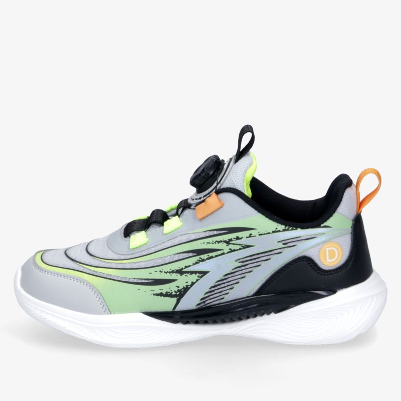 Dynamischer Sportschuh mit komfortabler Passform, leichter Konstruktion und stoßdämpfender Sohle in grünen und schwarzen Akzenten