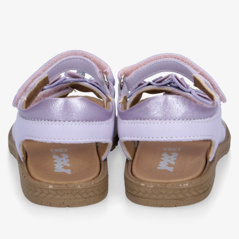 Leichte und bequeme Sandalen mit verstellbarem Klettverschluss und rutschfester Sohle in lila, Rückansicht