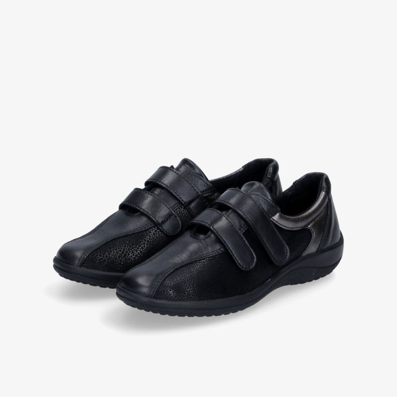 Schwarze Schuhe mit Klettverschluss für optimalen Komfort und Stil.