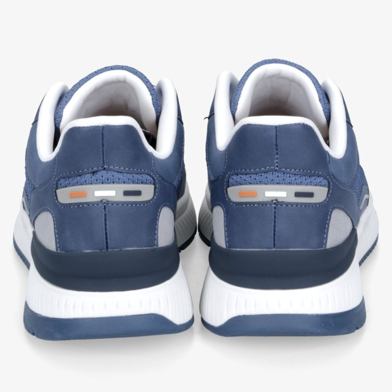 Sportschuhe in Blau und Weiß, Rückansicht, gepolsterter Fersenbereich für optimalen Komfort und Stabilität