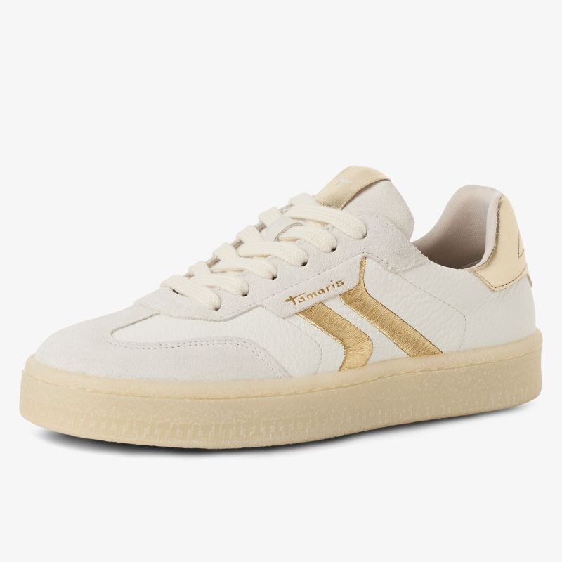 Bequemer sportlicher Sneaker mit leichter, flexibler Sohle und modernem Design in beige Weiß