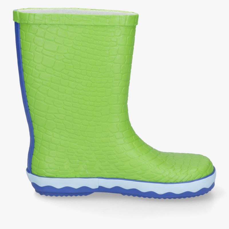 Grüner Gummistiefel mit rutschfester Sohle und strapazierfähigem Material, komfortabel und wetterfest