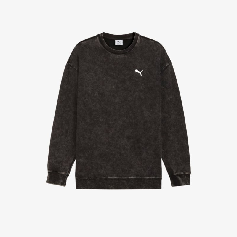 Schwarzer sportlicher Sweatshirt mit Rundhalsausschnitt und weißem Logo vorne, Langärmelig und komfortabel