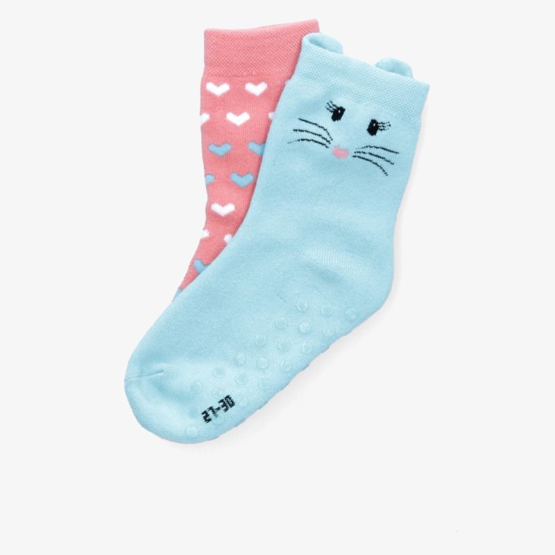 Weiche, bequeme bunte Kindersocken mit Herz- und Katzendesign für hohen Tragekomfort im Alltag