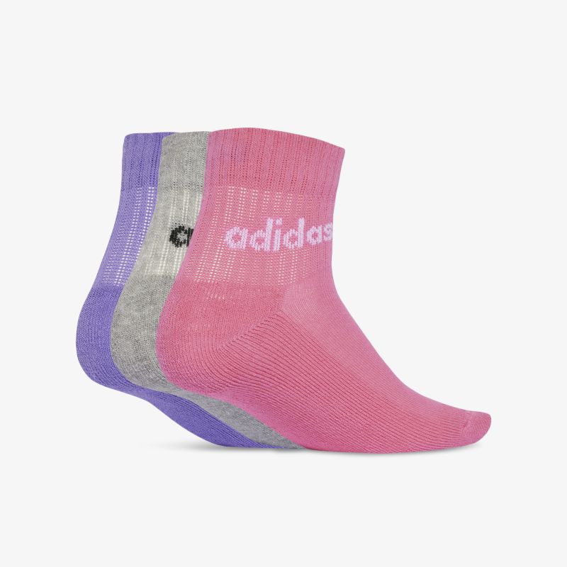 3er Set bunte Sportsocken in Lila, Grau und Pink, atmungsaktiv und bequem für den Alltag