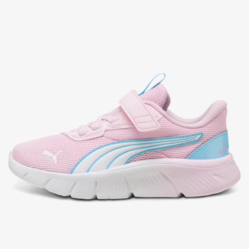 Leichter und atmungsaktiver pink-hellblauer Sportschuh mit dämpfender Sohle und Klettverschluss