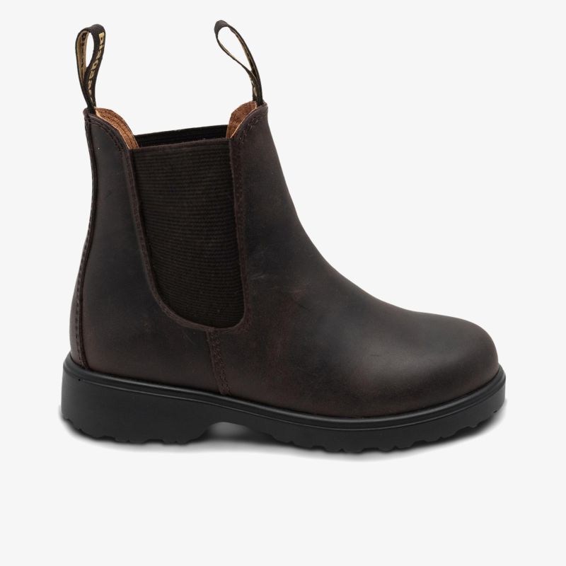 Robuster dunkelbrauner Chelsea-Boot aus Leder mit elastischen Einsätzen und rutschfester Sohle