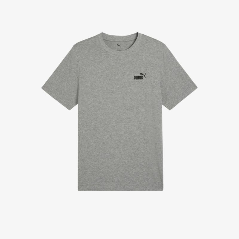 Graues T-Shirt mit Rundhalsausschnitt und kurzem Ärmel in klarer Frontansicht, bequem und sportlich