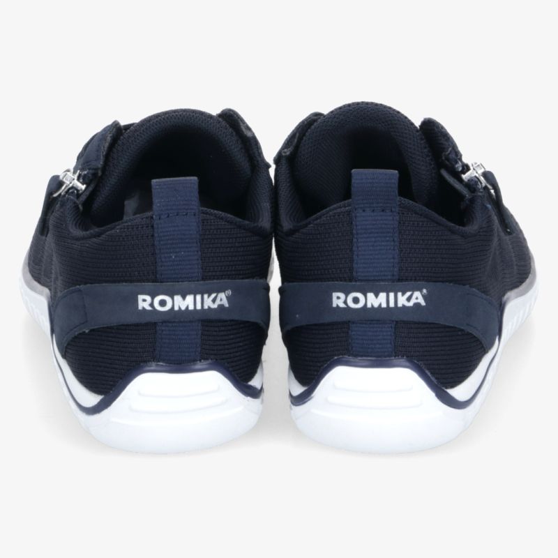 Romika Sneaker Rückansicht in Blau und Weiß mit robustem Design und rutschfester weißer Sohle