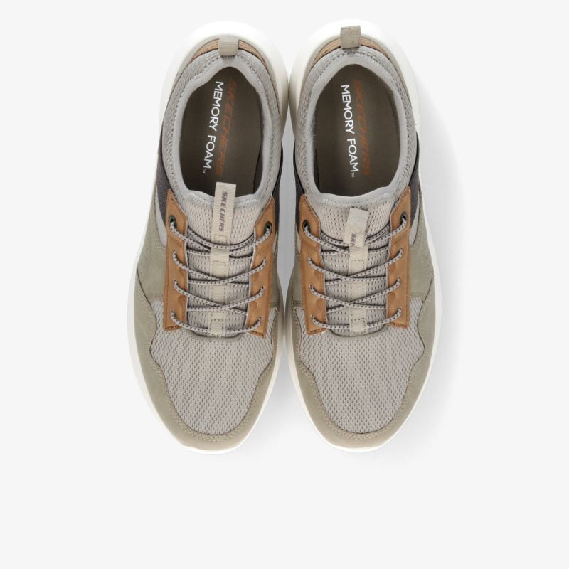 Beige Sportschuhe mit atmungsaktivem Material und gepolsterter Innensohle aus stabiler und leichter Verarbeitung, Draufsicht