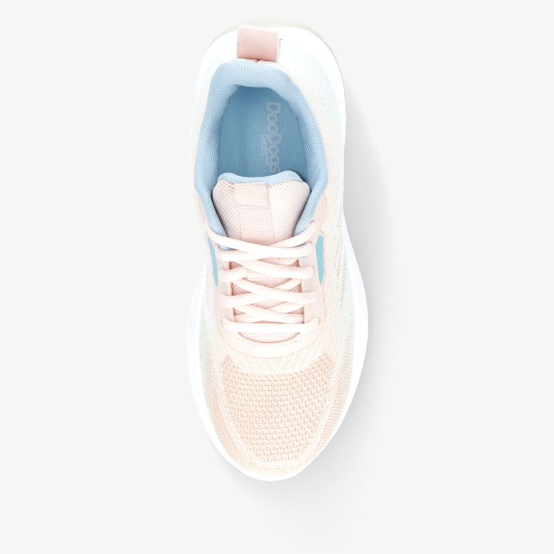 Leichter, atmungsaktiver Sportschuh in pastellfarben mit weicher Polsterung und modernem Design, Draufsicht