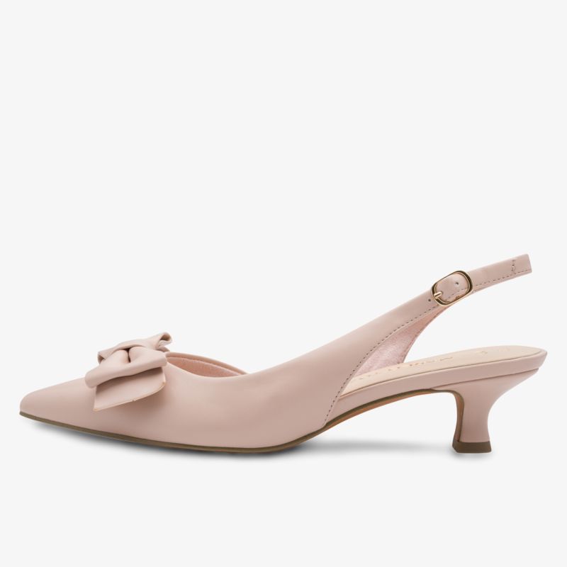Eleganter Slingback Schuh mit spitzem Zehenbereich und dekorativer Schleife, komfortabler niedriger Absatz