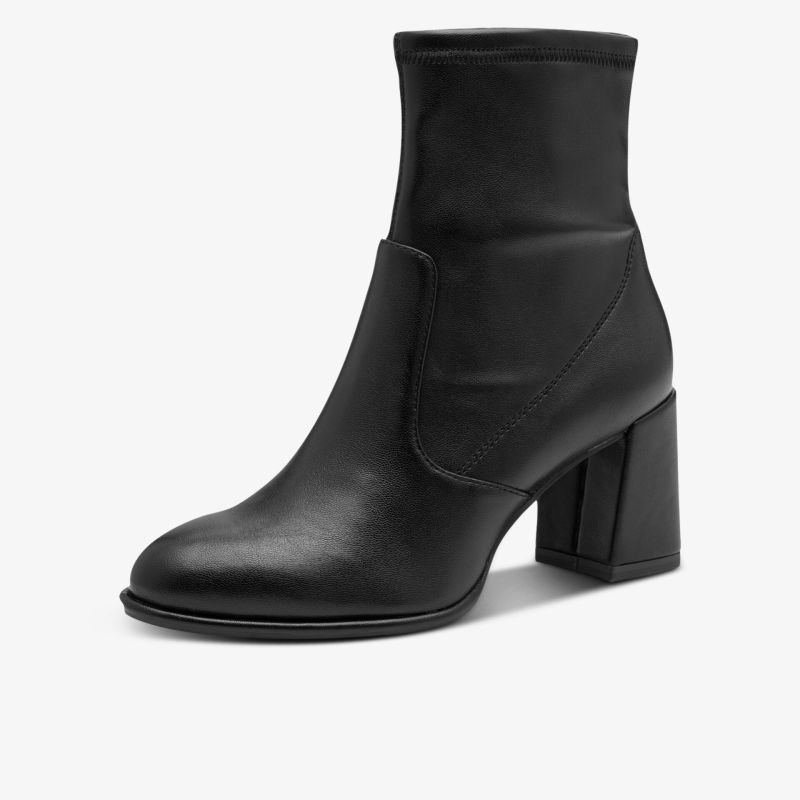 Schwarze Stiefelette aus Leder mit Blockabsatz, eleganter Schuh perfekt für stilvolle Auftritte