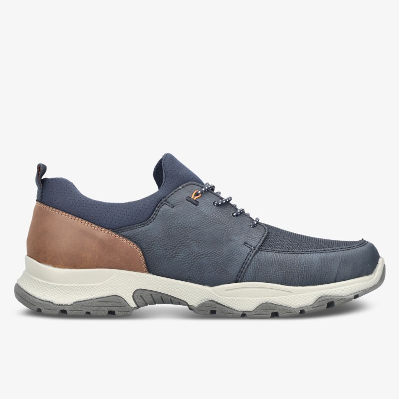 Modischer und robuster Sneaker in Blau mit braunen Akzenten, bequem und rutschfest für sportliche Aktivitäten