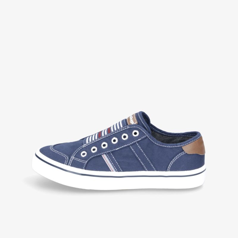 Blauer Sneaker mit weißer Sohle und sportlichem Design, atmungsaktiv und bequem für den Alltag