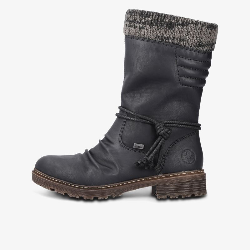 Winterstiefel mit robustem Sohlenrand und rutschfester Sohle, warm ummantelter Schaft und dekorative Schnürung