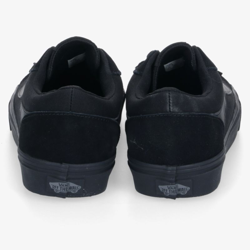 Schwarze Sneaker Rückansicht mit robustem Material und gepolstertem Schaft für optimalen Tragekomfort