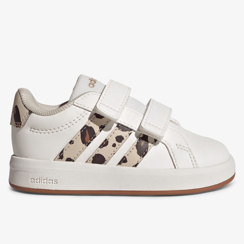 Weißer Sneaker mit Klettverschluss und stilvollen Animal Print Streifen, komfortabel und vielseitig kombinierbar