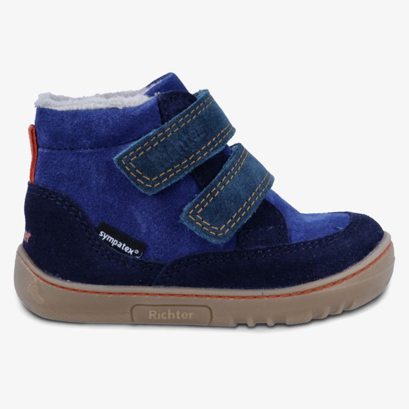 Robuster Kinderschuh mit weichem Innenfutter, flexiblem Klettverschluss und rutschfester Sohle für optimalen Halt