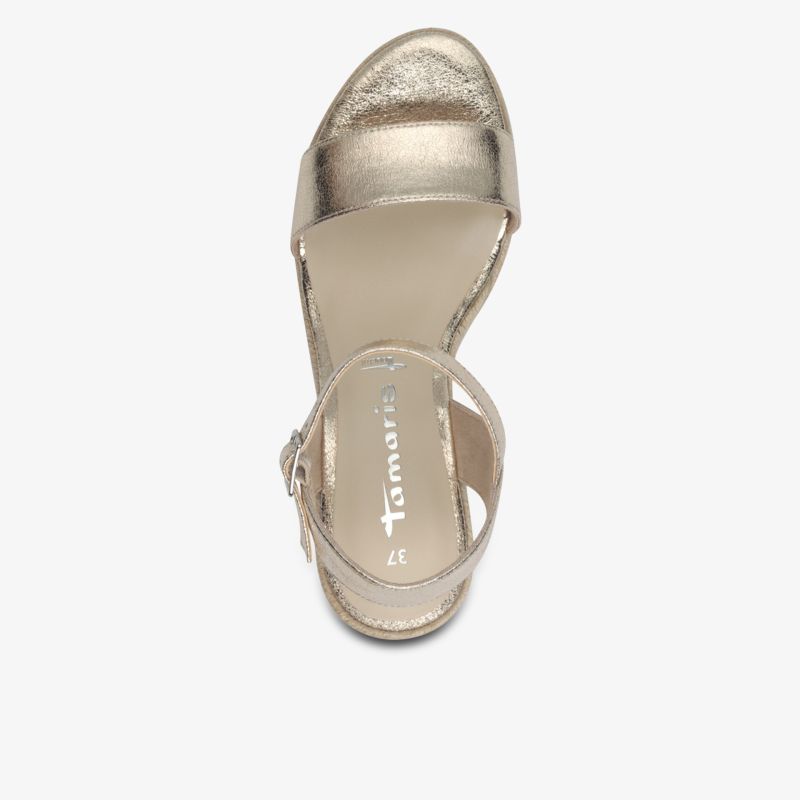 Bequeme Riemchensandale mit verstellbarem Fersenriemen in neutralem Ton, ideal für leichte Sommertage