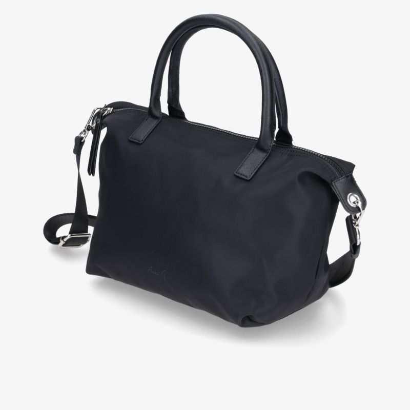 Elegante schwarze Tasche mit Handgriffen und Schultergurt, ideal für den Alltag und vielseitige Nutzung