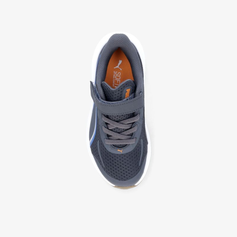 Sportschuh in Blau-Grau mit atmungsaktivem Material und rutschfester Sohle, Draufsicht für Komfort und Design