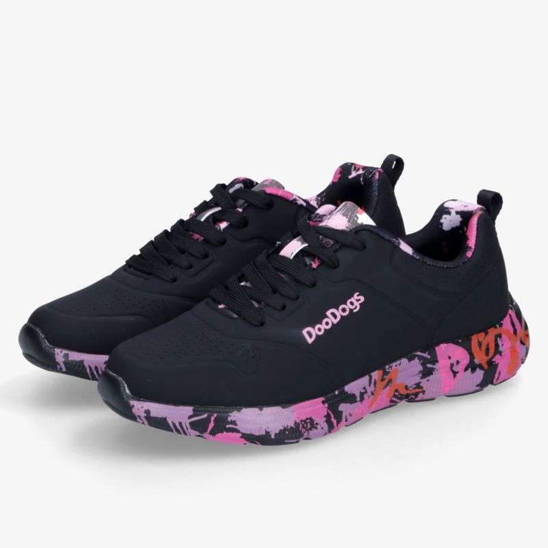 Leichte sportliche Schuhe in Schwarz mit pinkem Sole-Design für vielseitigen Tragekomfort und modischen Stil