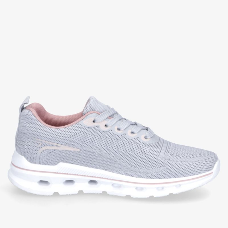 Leichter grau-weißer Sneaker mit atmungsaktivem Material, flexibler Sohle und bequemer, gepolsterter Passform