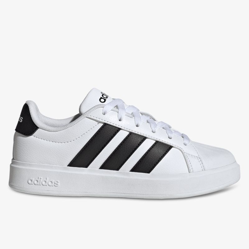 Moderner weißer Sneaker mit schwarzen Streifen, bequem und langlebig für sportlichen und klassischen Stil