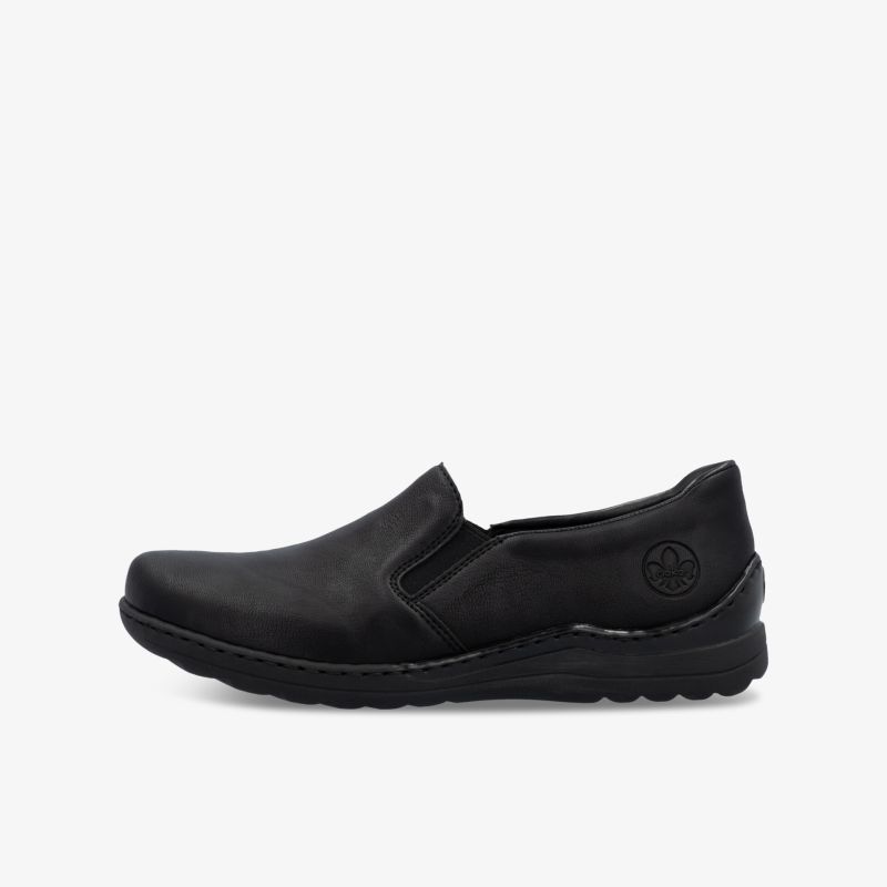 Schwarzer bequemer Slipper mit rutschfester Sohle und flexiblem Material, ideal für komfortables Tragen im Alltag