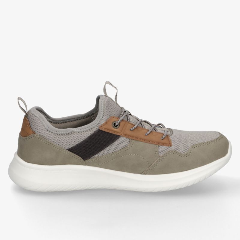leichter und bequemer Sneaker in Grau und Braun mit flexibler, rutschfester Sohle und gepolstertem Schaft