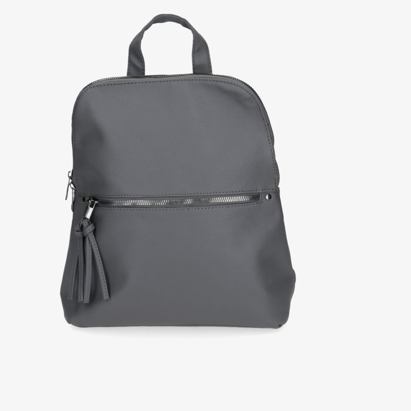 Moderner grauer Rucksack mit Reißverschluss und praktischem Tragegriff, ideal für den Alltag