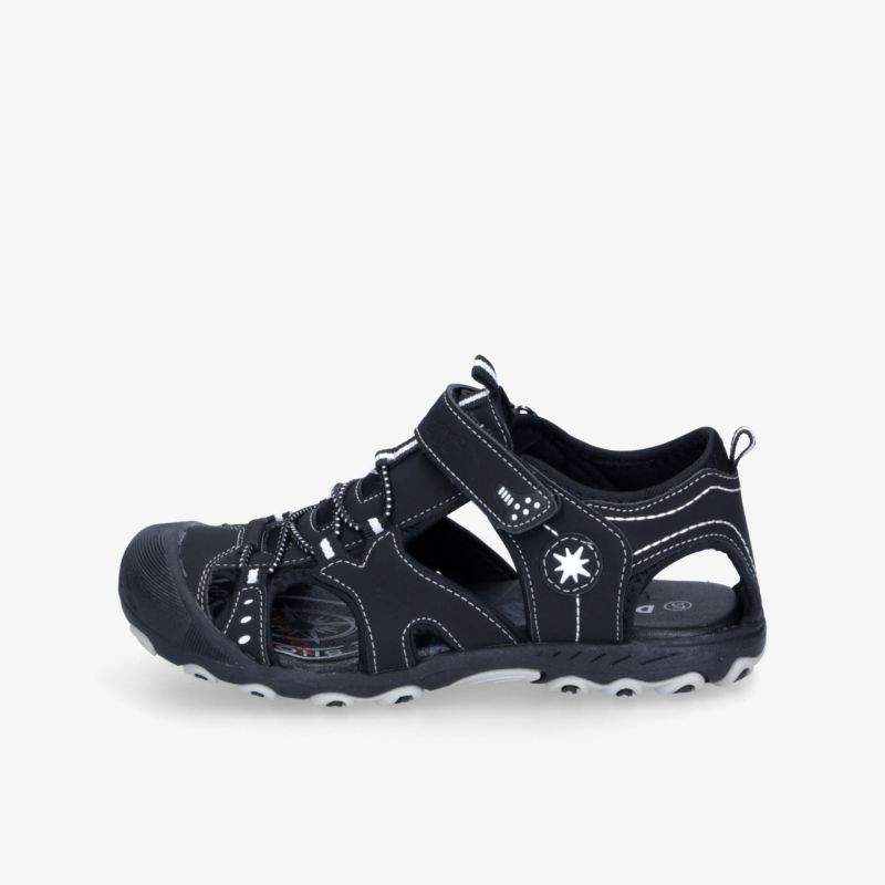 Leichter schwarzer Sportsandalen-Schuh mit atmungsaktivem Design, flexibler rutschfester Sohle und verstellbarer Schnürung