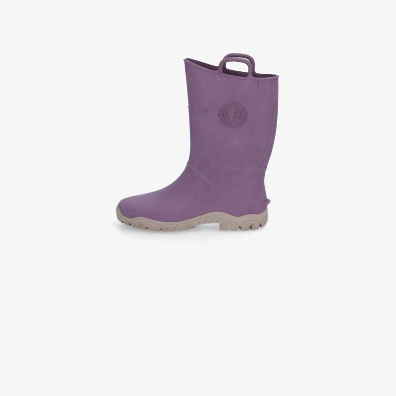 Lila Gummistiefel mit rutschfester Sohle und komfortablem Griff für einfaches Anziehen, robust und flexibel