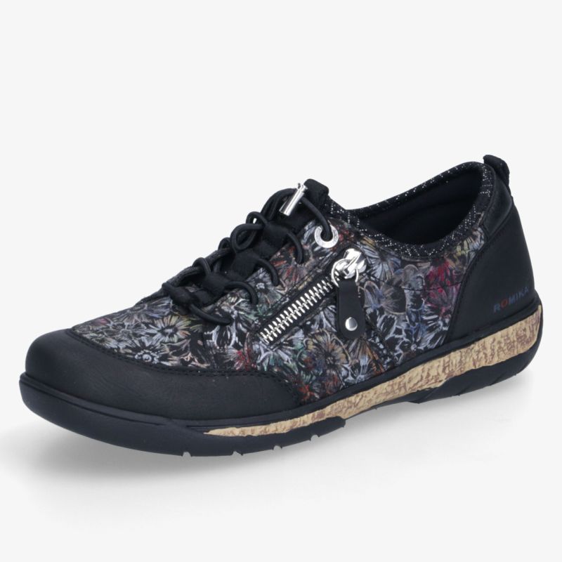 Leichter, bequemer Freizeitschuh mit flexiblem Sohlenprofil, modischem Blumenmuster und praktischem seitlichem Reißverschluss