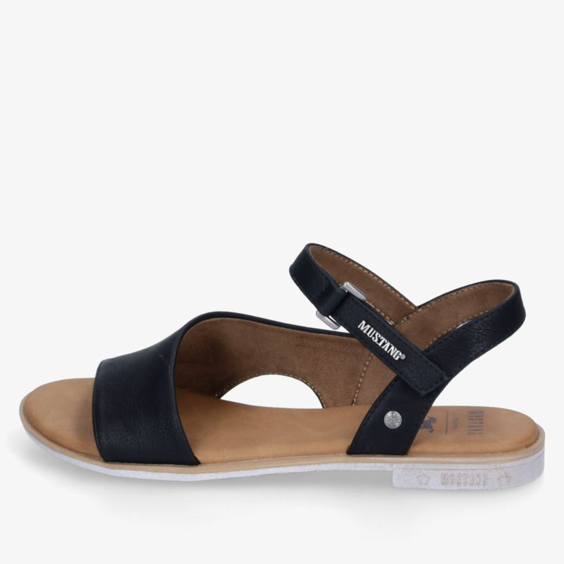 Modische schwarze Sandalette mit verstellbarem Riemen und weicher Innensohle für hohen Tragekomfort