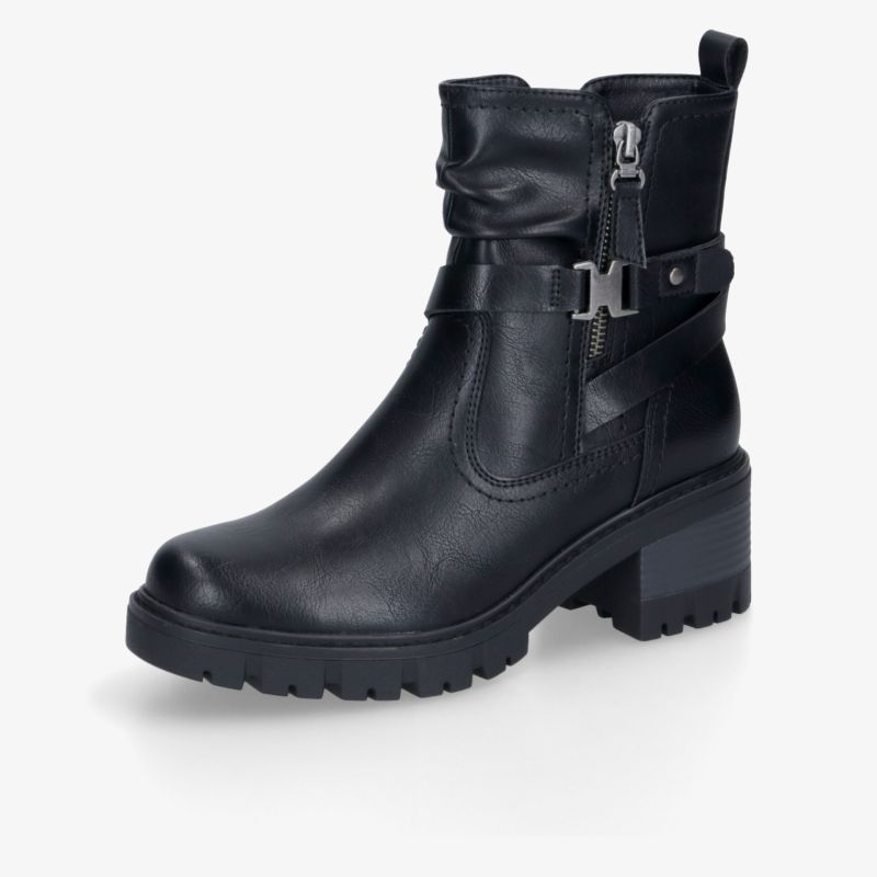 Schwarzer stabiler Stiefel mit rutschfester Sohle und modernem Verschluss, komfortabel und hochwertig verarbeitet