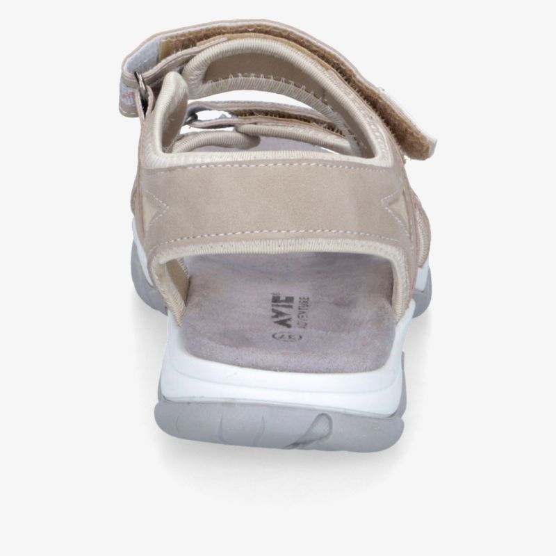 Bequeme beige Sandale mit gepolsterter Innensohle und verstellbarem Klettverschluss, rutschfeste flexible Laufsohle