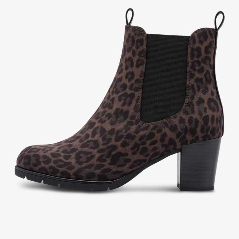 Modischer Chelsea Boot mit Leopardenmuster und bequemem Blockabsatz für vielseitigen Komfort und Stil