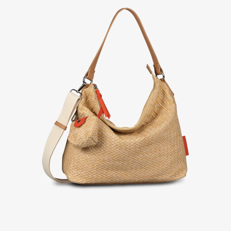 Modische braune Handtasche mit geflochtenem Design und praktischem, abnehmbarem Schulterriemen