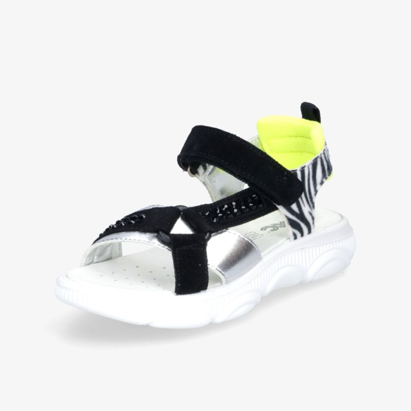 Sportliche Sandale mit verstellbaren Riemen, rutschfester Sohle und neonfarbenen Akzenten für leichten Komfort