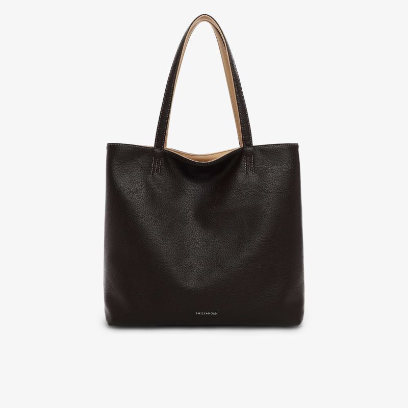 Elegante schwarze Ledertasche im klassischen Shopper-Design mit stabilen Henkeln und geräumigem Innenraum.