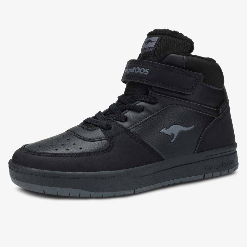 Sportlicher schwarzer Sneaker mit hohem Schaft, gepolstertem Innenfutter und rutschfester Sohle