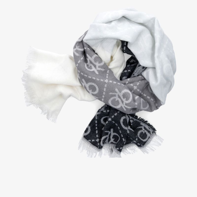Weicher Schal in Weiß, Grau und Schwarz mit modischem Muster für vielseitigen, eleganten Look und hohen Tragekomfort