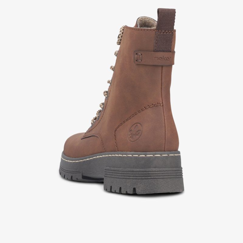 Robuster brauner Leder-Schnürstiefel mit profilierter Sohle, komfortabel und modisch