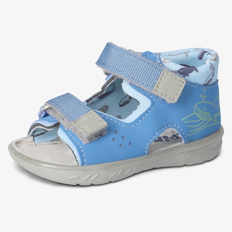 Bequeme offene Kindersandale mit verstellbaren Klettverschlüssen und rutschfester Gummisohle für optimalen Halt