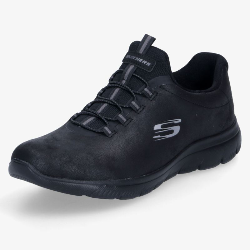Schwarzer Sportschuh mit stabiler Schnürung und leichter, flexibler Sohle für optimalen Komfort