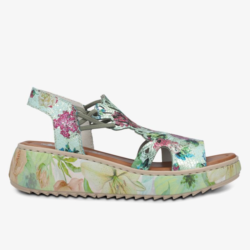 Leichte Sandale mit floralem Muster und verstellbarem Riemen, bequeme profilierte Sohle für sommerlichen Komfort