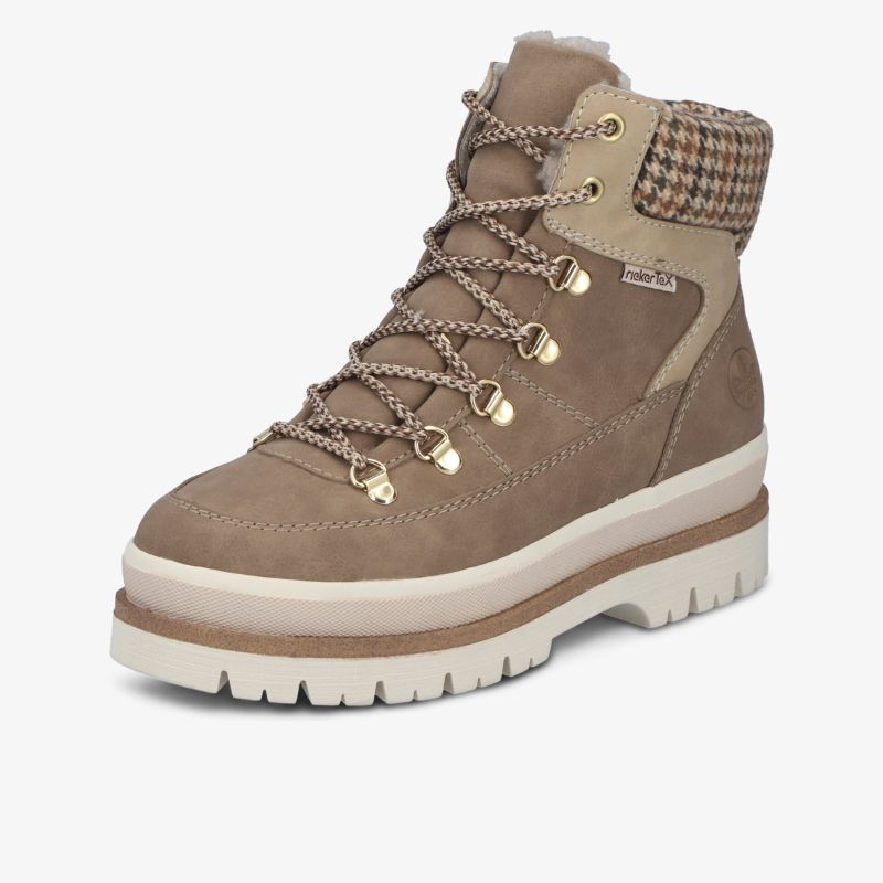 Robuster Outdoor-Stiefel mit warmem Innenfutter, rutschfester Sohle und modischem kariertem Knöchelbesatz