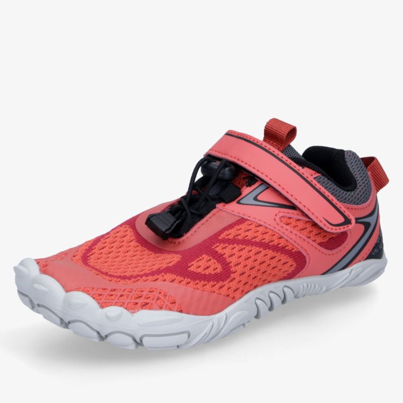Leichter, atmungsaktiver Sportschuh mit flexiblem Material und sicherem Klettverschluss in lebendigem Rot